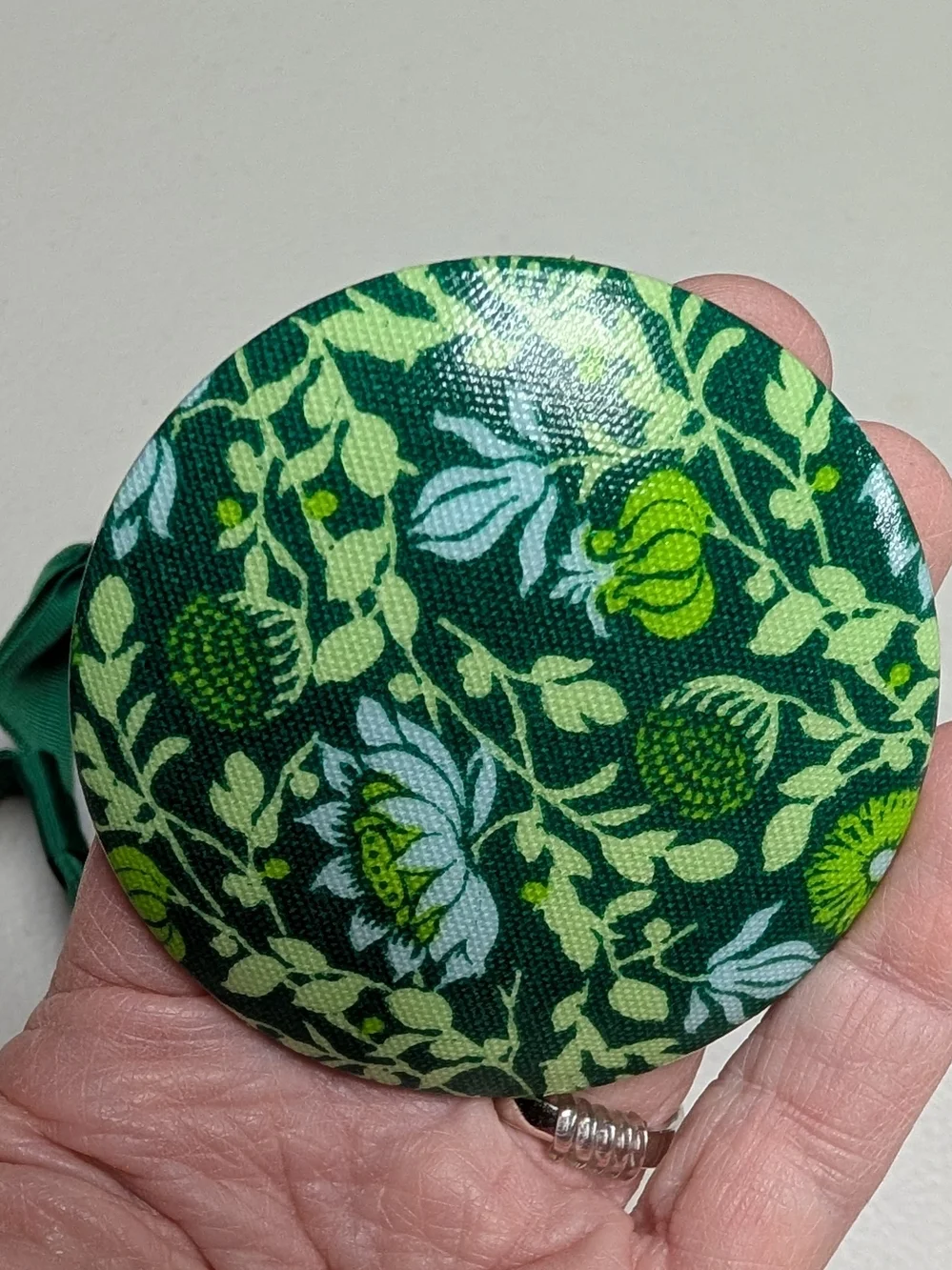 Bath & Body Works Green Floral Coated Canvas Pouch And Mirror